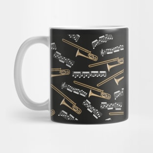 trombones and music notes - black Mug